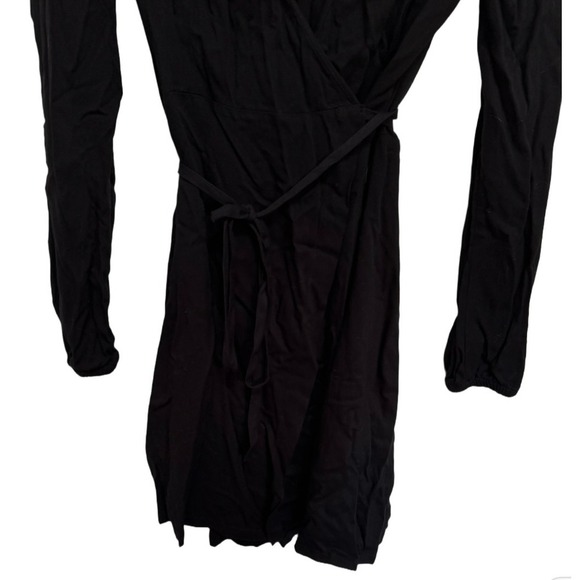 Mickey & Jenny Solid Black Wrap Dress VNeck Long Sleeve Size Small - Picture 2 of 5